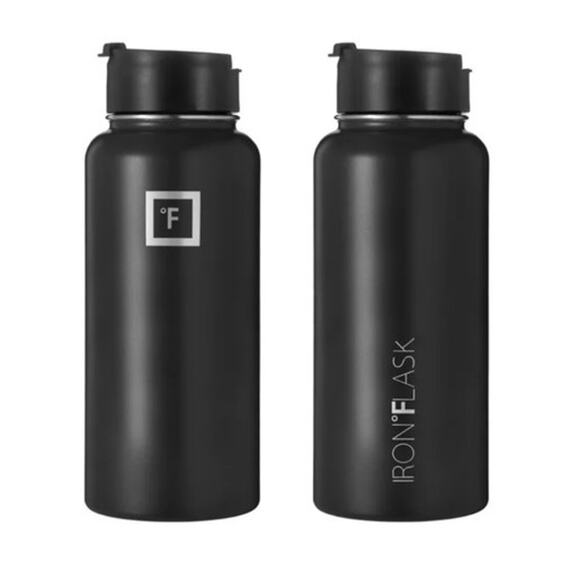 IRON FLASK Camping Hiking Hydration Stainless Steel Black 32 oz Water Bottle NEW - Picture 2 of 10
